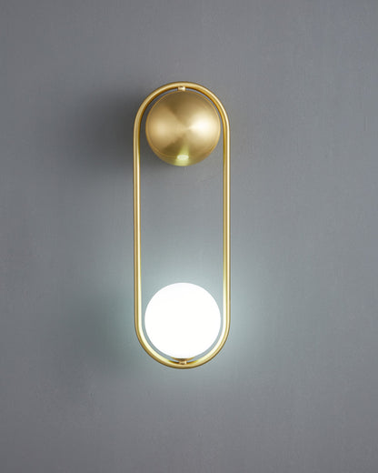 WOMO Milk Glass Globe Brass Wall Sconce-WM6098