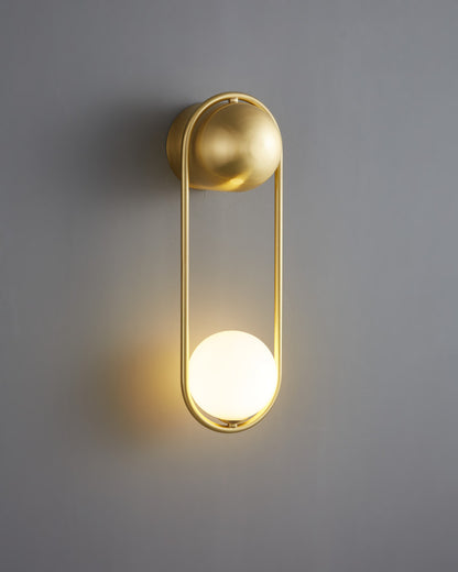 WOMO Milk Glass Globe Brass Wall Sconce-WM6098