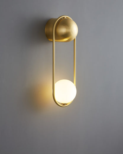 WOMO Milk Glass Globe Brass Wall Sconce-WM6098