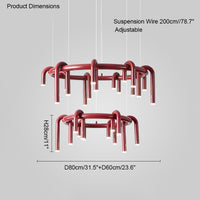WOMO U-tubes Red Round Chandelier-WM2157
