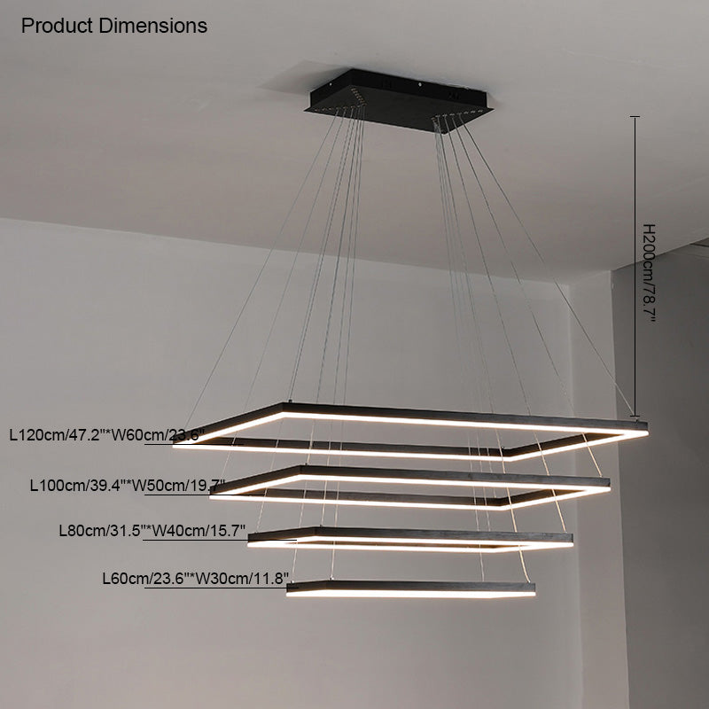 WOMO Tiered Rectangular LED Chandelier-WM2120