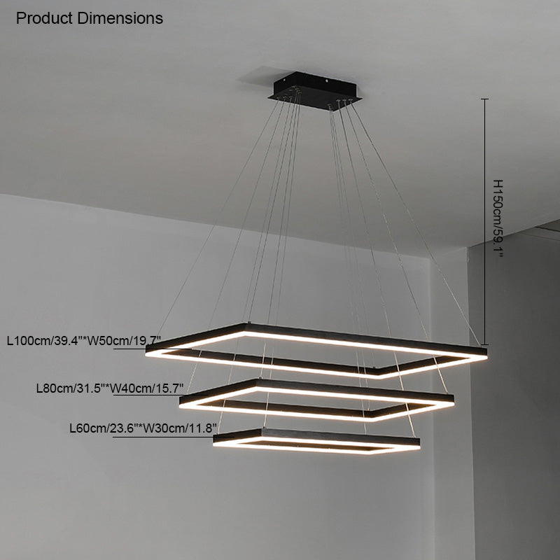 WOMO Tiered Rectangular LED Chandelier-WM2120