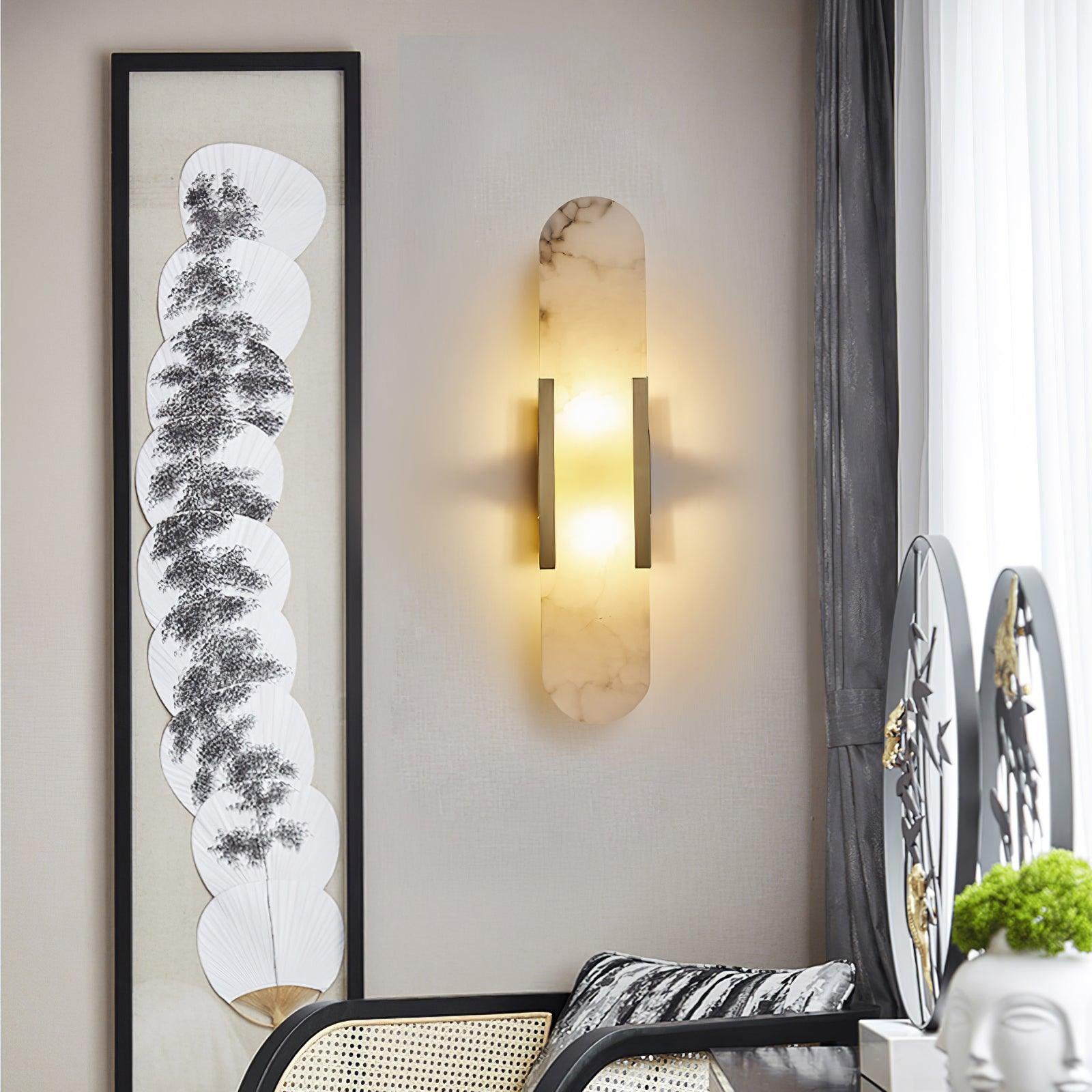 WOMO Oval Alabaster Wall Sconce-WM6107