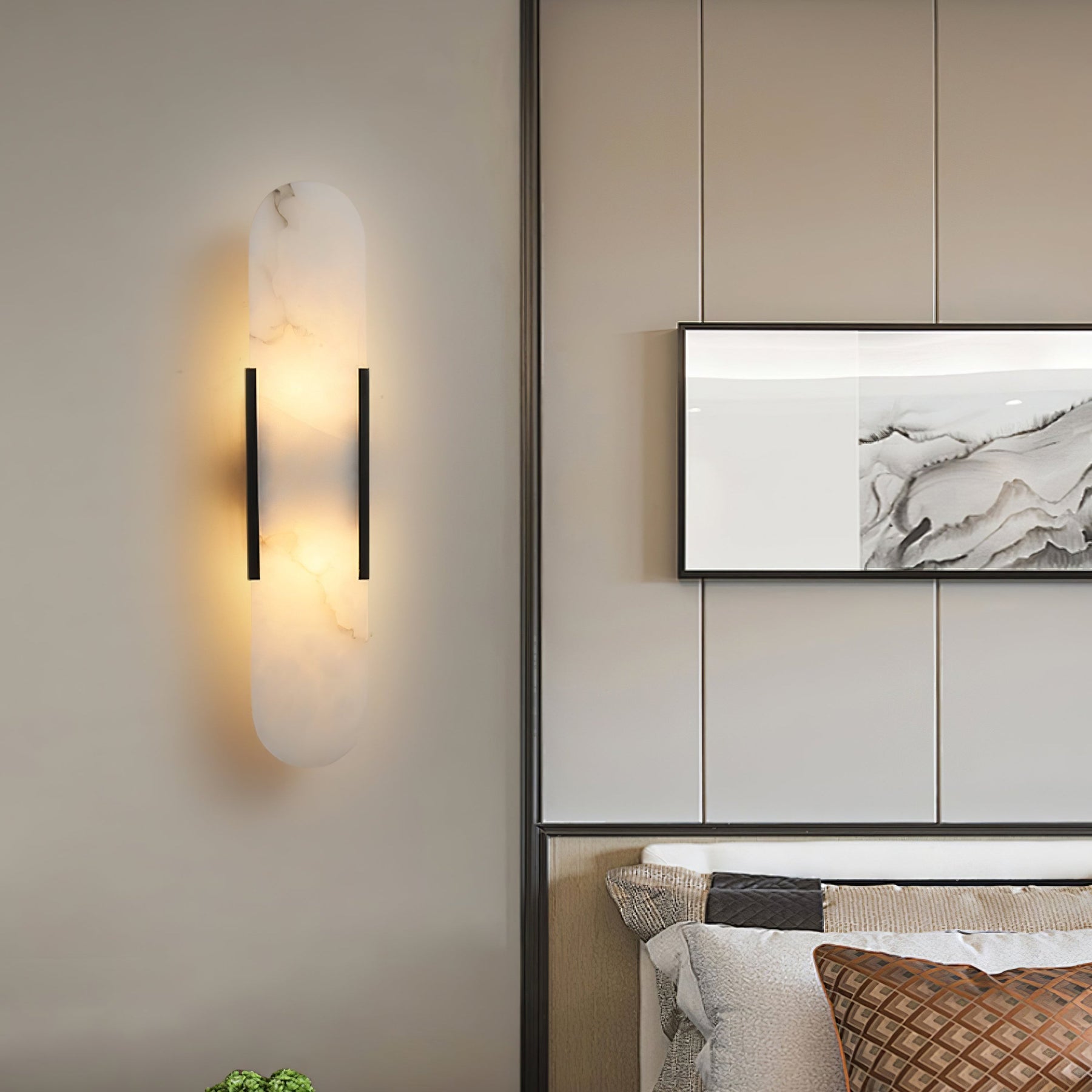 WOMO Oval Alabaster Wall Sconce-WM6107