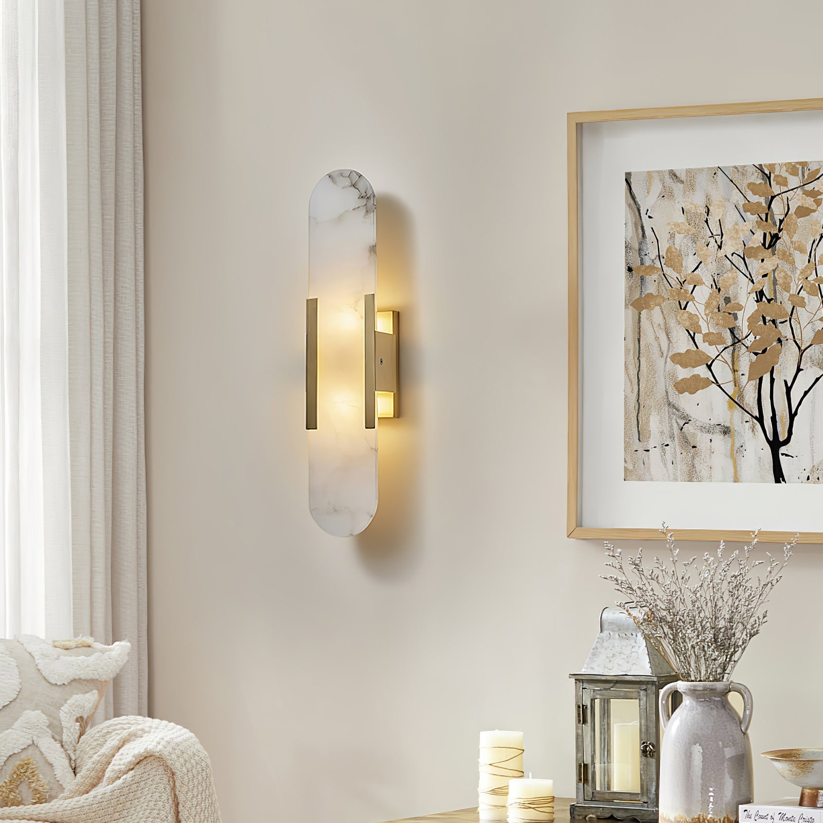 WOMO Oval Alabaster Wall Sconce-WM6107