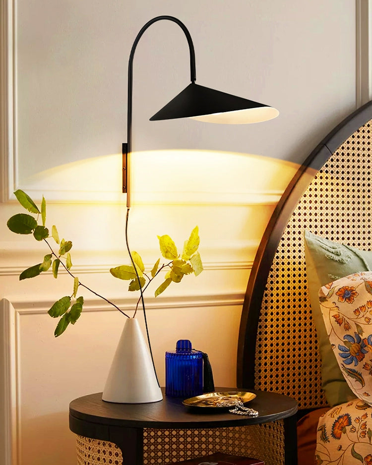 WOMO Swivel Arched Wall Sconce with Plugs and Shade-WM6119