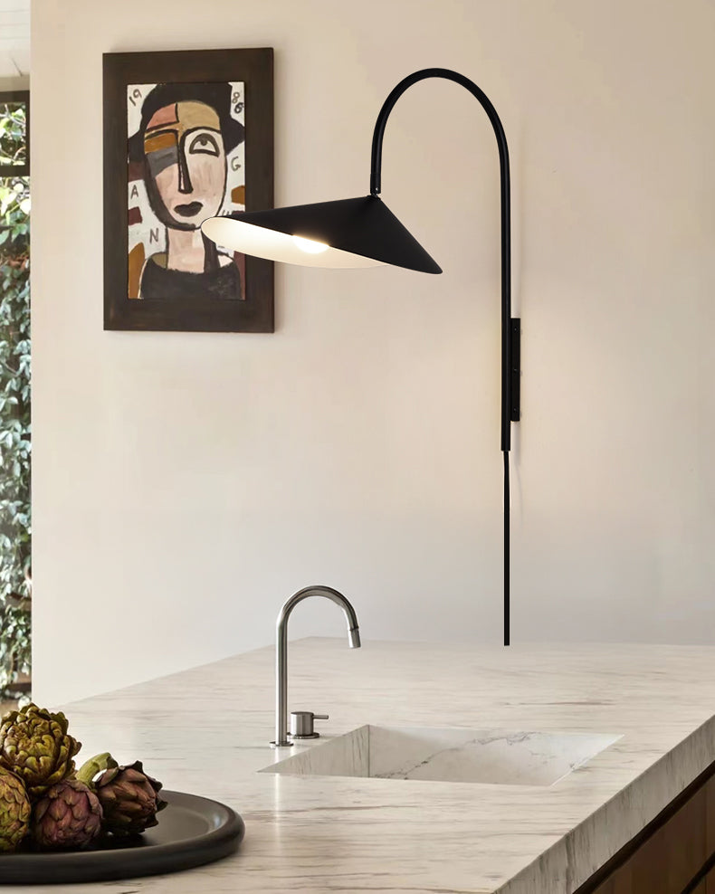 WOMO Swivel Arched Wall Sconce with Plugs and Shade-WM6119