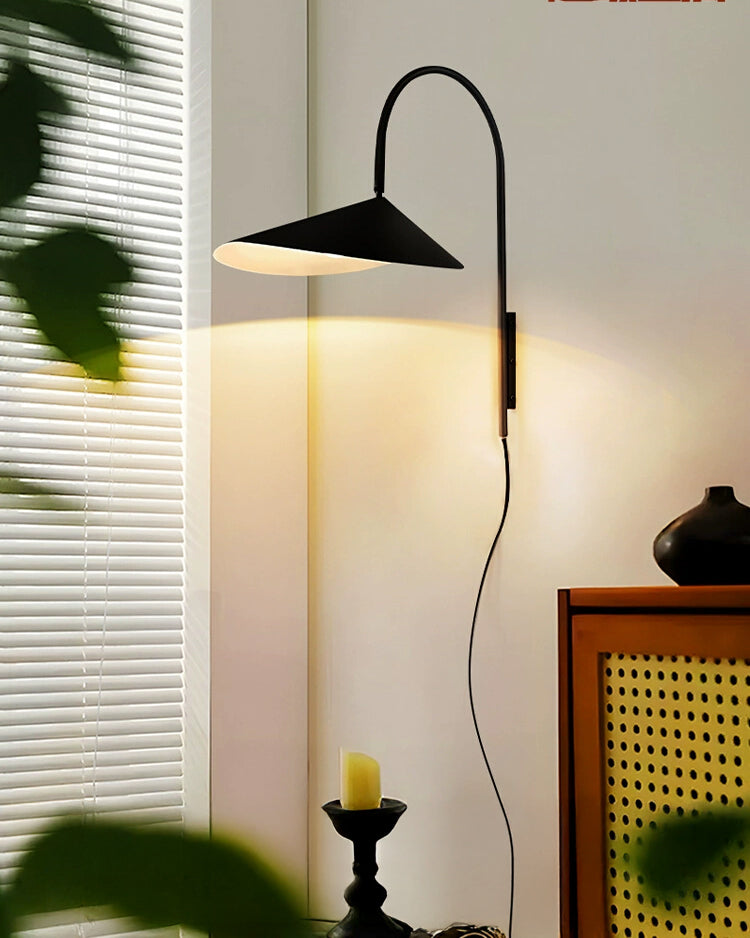 WOMO Swivel Arched Wall Sconce with Plugs and Shade-WM6119