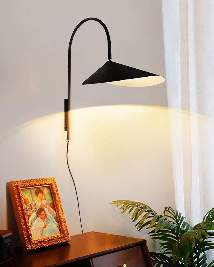 WOMO Swivel Arched Wall Sconce with Plugs and Shade-WM6119