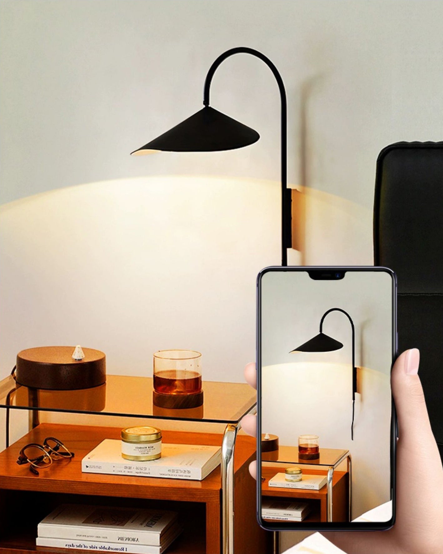 WOMO Swivel Arched Wall Sconce with Plugs and Shade-WM6119