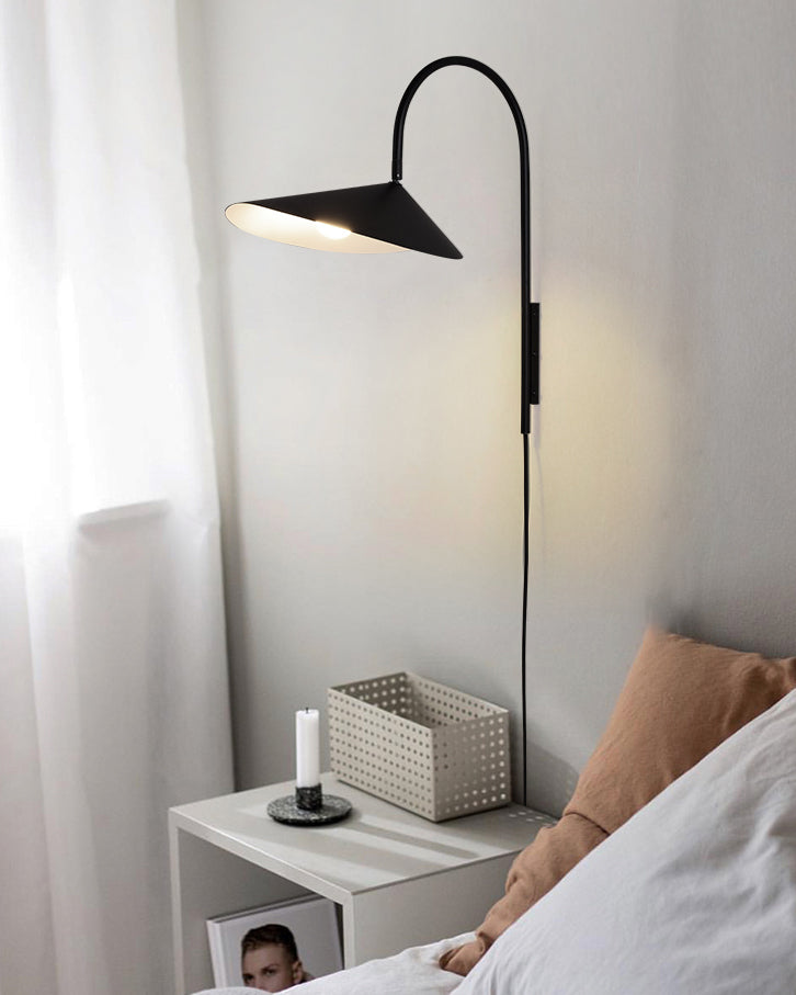 WOMO Swivel Arched Wall Sconce with Plugs and Shade-WM6119