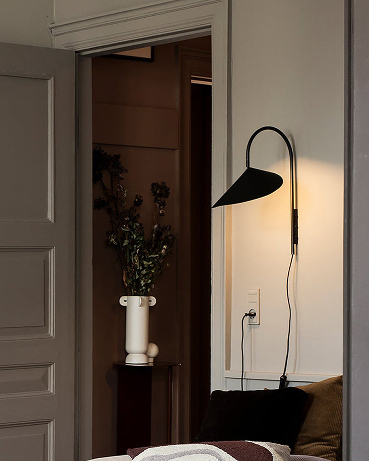 WOMO Swivel Arched Wall Sconce with Plugs and Shade-WM6119