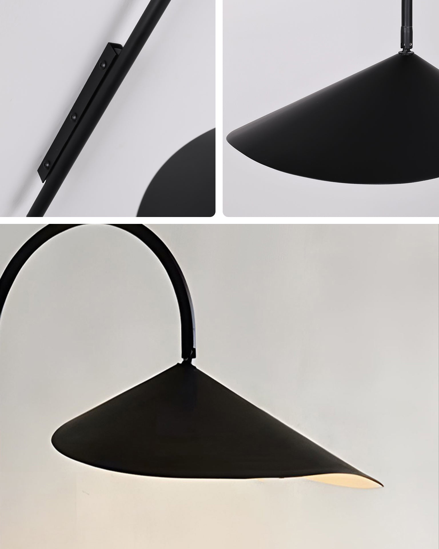 WOMO Swivel Arched Wall Sconce with Plugs and Shade-WM6119