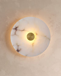 WOMO Art Deco Disc Alabaster Wall Sconce-WM6128
