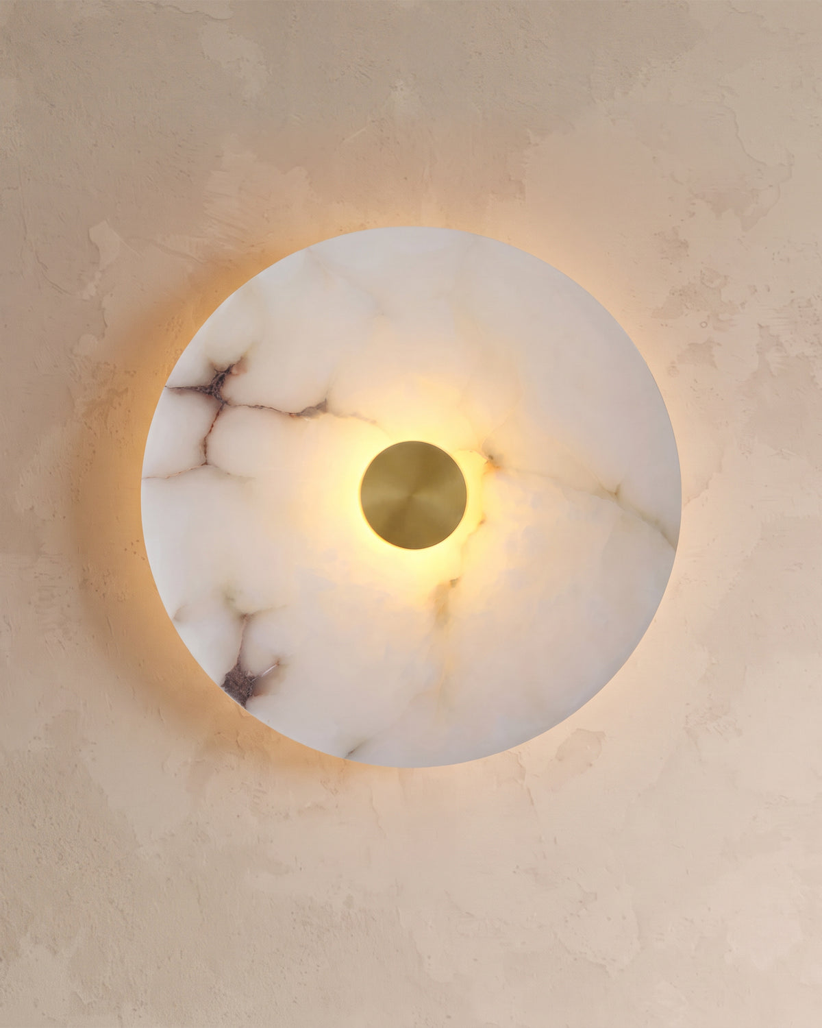 WOMO Art Deco Disc Alabaster Wall Sconce-WM6128