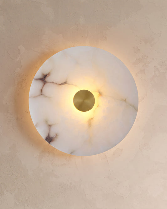 WOMO Art Deco Disc Alabaster Wall Sconce-WM6128