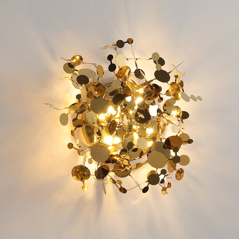 WOMO Unique Gold Leaf Wall Sconce-WM6155