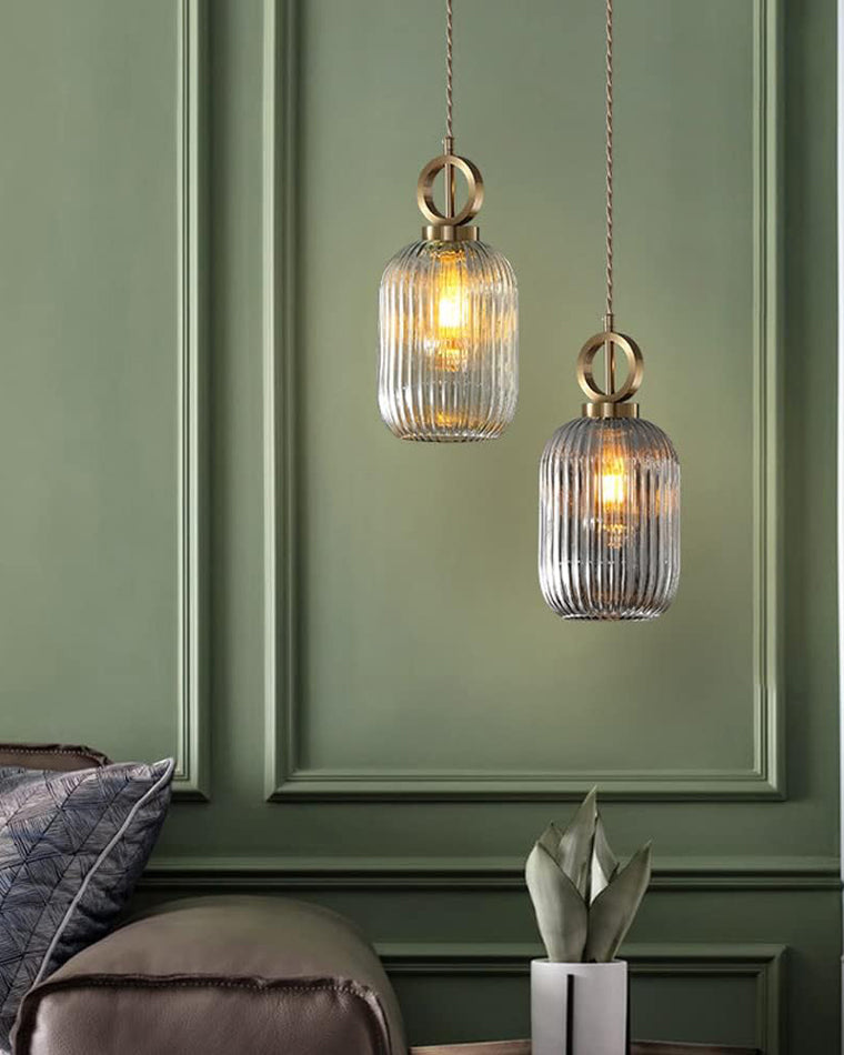 WOMO Reeded Glass Pendant Light-WM2264