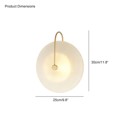 WOMO Ribbed Glass Disc Wall Sconce-WM6028