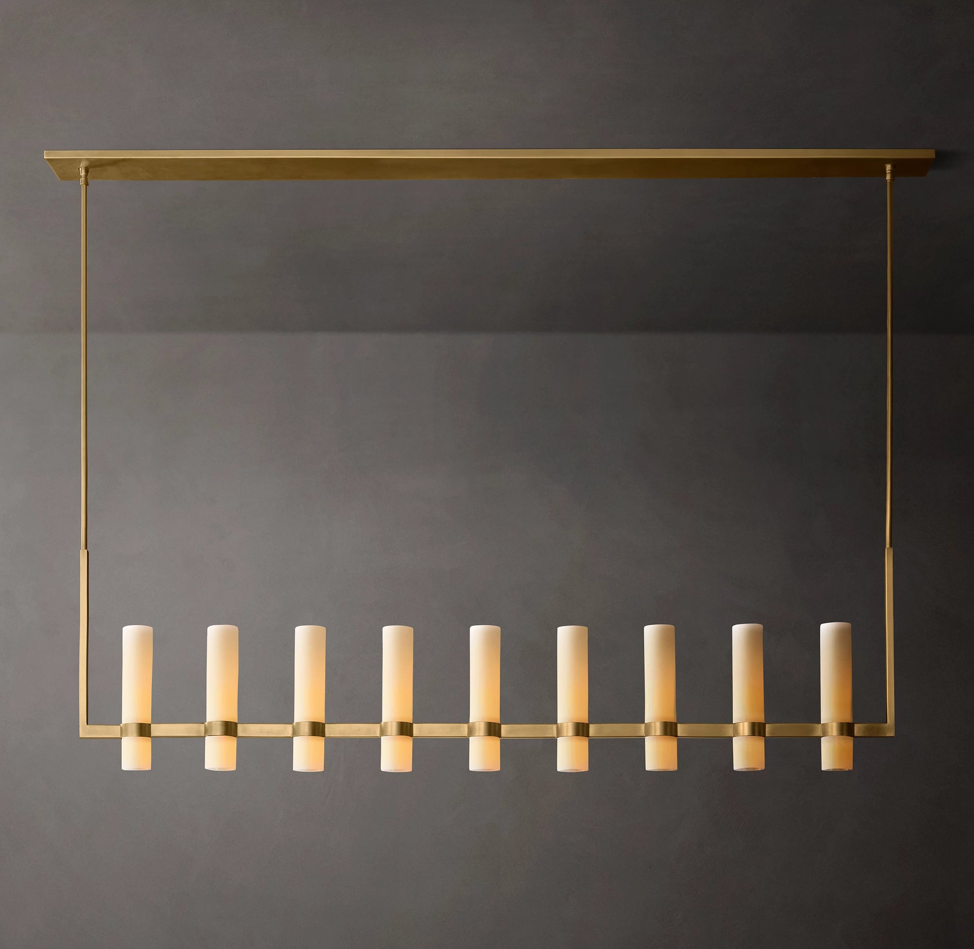 WOMO Cylindrical Milk Glass Linear Chandelier - Ravelle