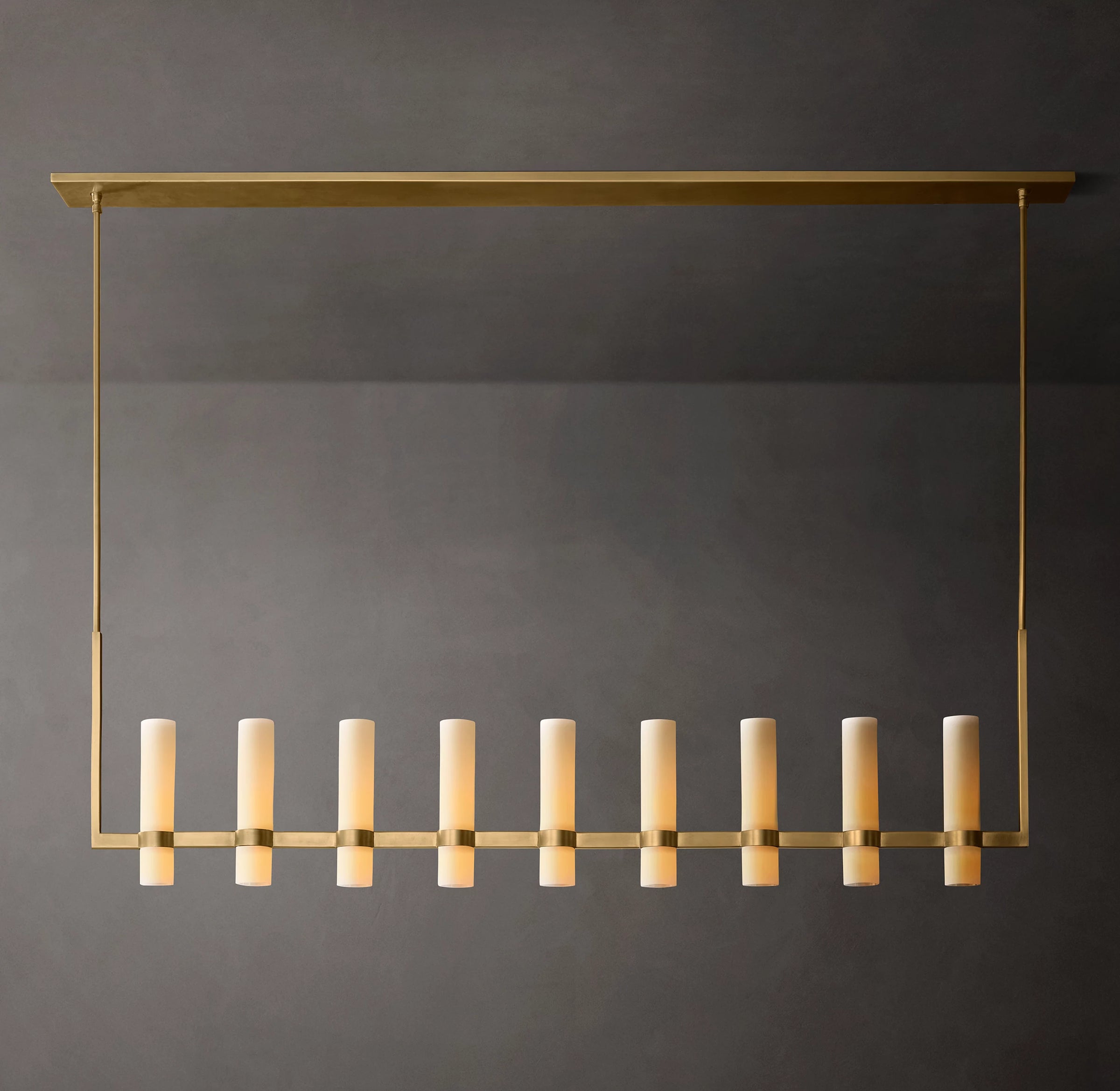 WOMO Cylindrical Milk Glass Linear Chandelier - Ravelle