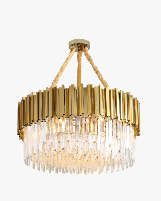 WOMO Gold Round Crystal Prism Chandelier-WM2185a