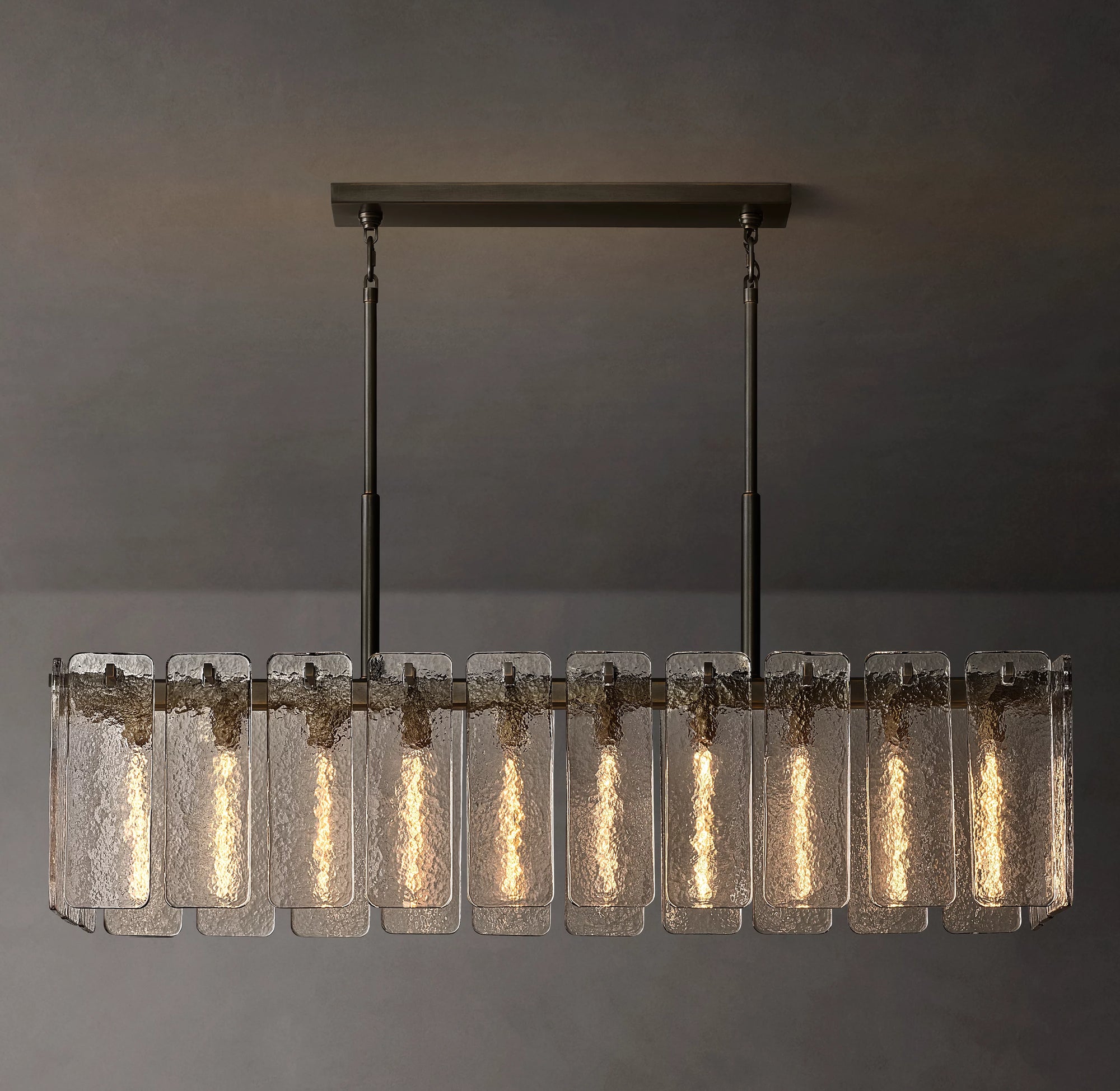 WOMO Textured Glass Rectangular Chandelier - Calamette