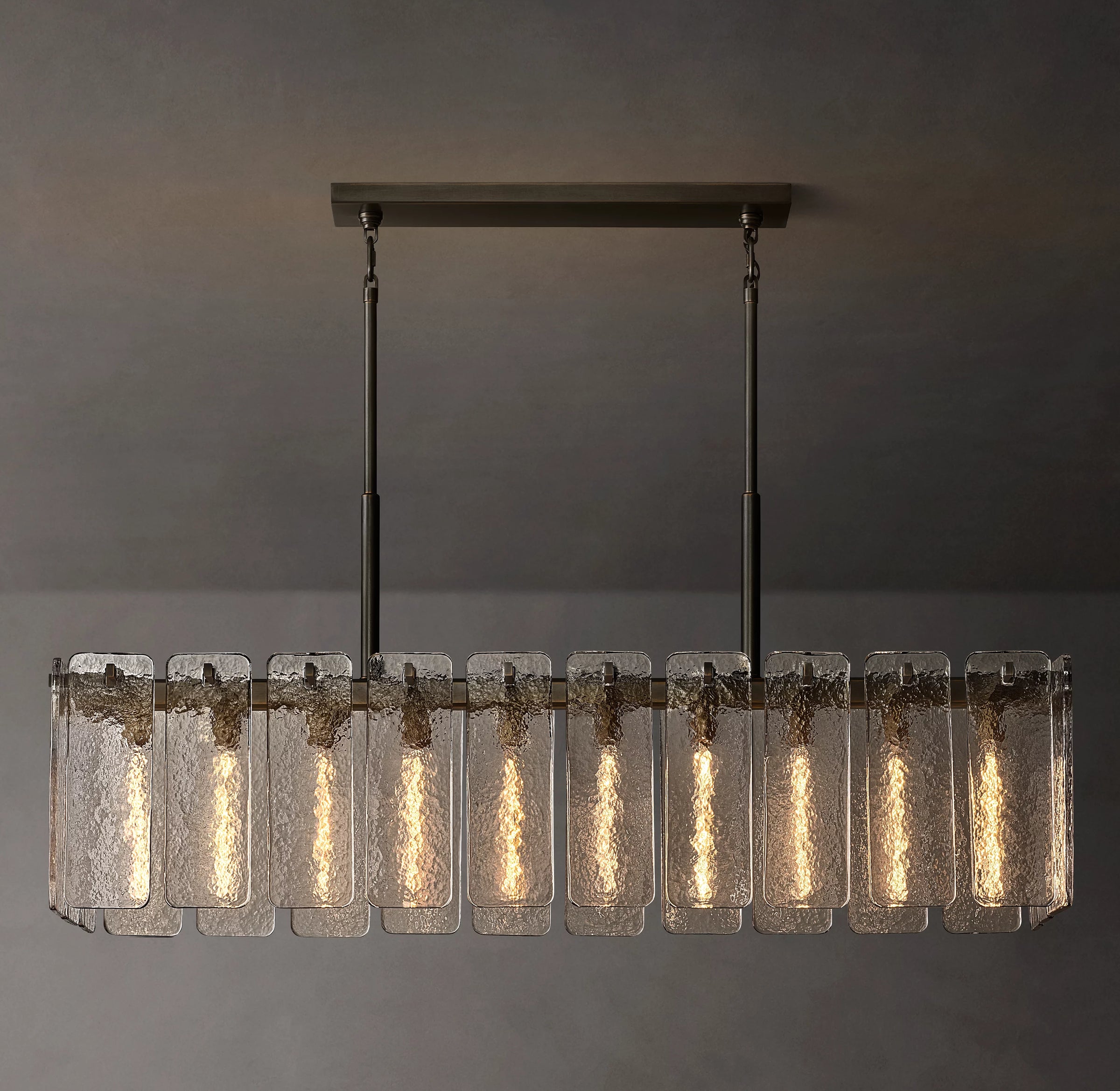 WOMO Textured Glass Rectangular Chandelier - Calamette