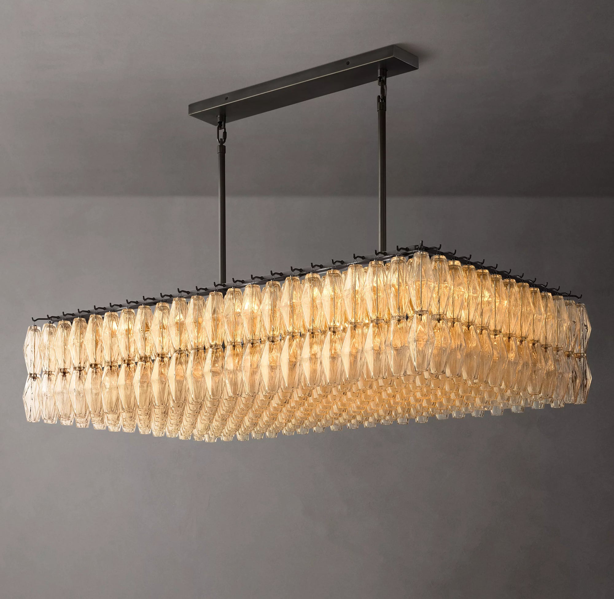 WOMO Clear Murano Glass Rectangular Chandelier - Chiara