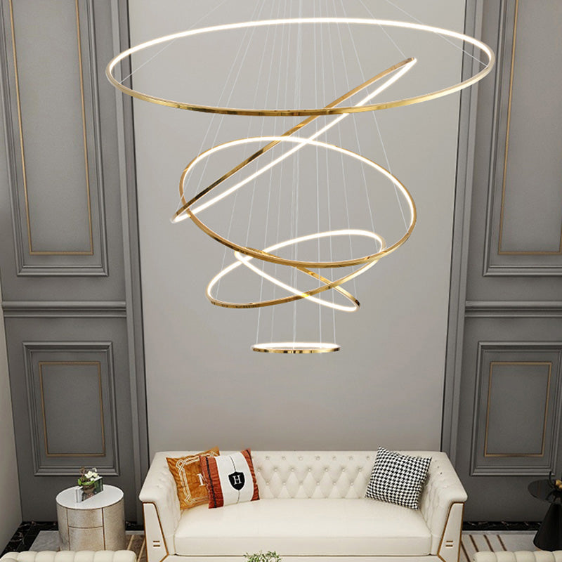 WOMO Large Tiered Ring LED Foyer Chandelier-WM2160