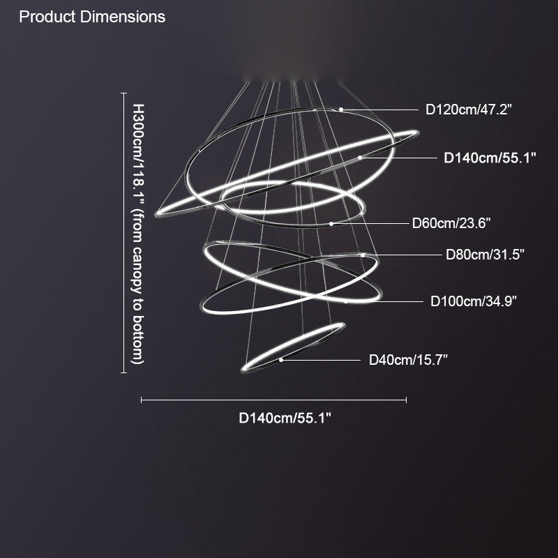 WOMO Large Tiered Ring LED Foyer Chandelier-WM2160