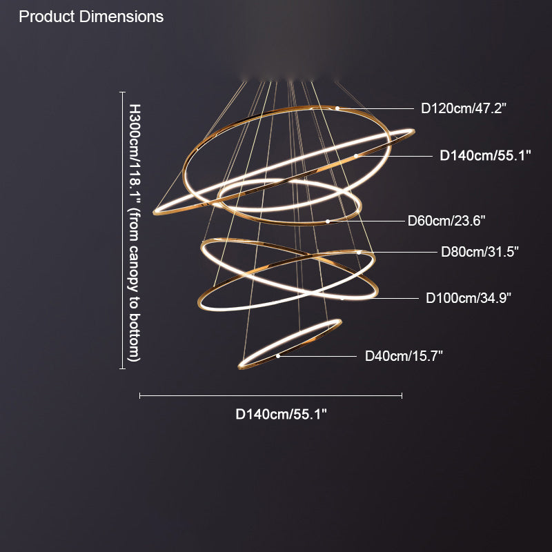 WOMO Large Tiered Ring LED Foyer Chandelier-WM2160