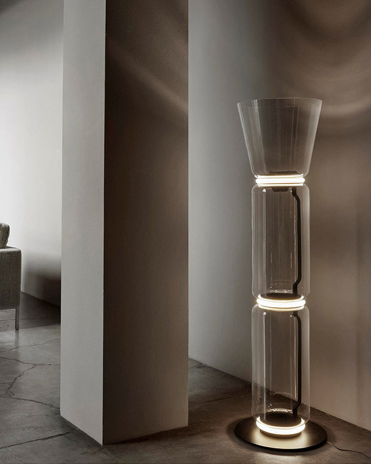 WOMO Glass Column Torchiere Floor Lamp-WM7018