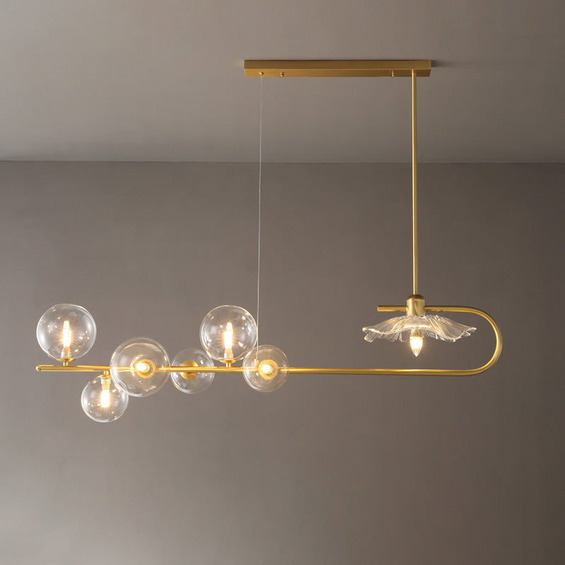 WOMO Linear Glass Bubble Brass Chandelier-WM2252