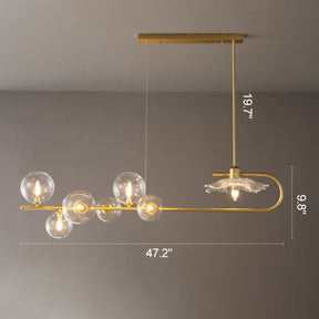 WOMO Linear Glass Bubble Brass Chandelier-WM2252