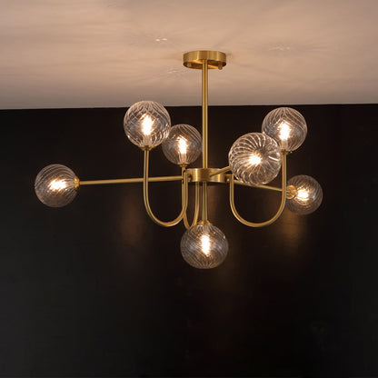 WOMO Glass Globe Brass Arm Chandelier-WM2255