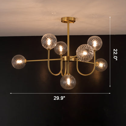 WOMO Glass Globe Brass Arm Chandelier-WM2255