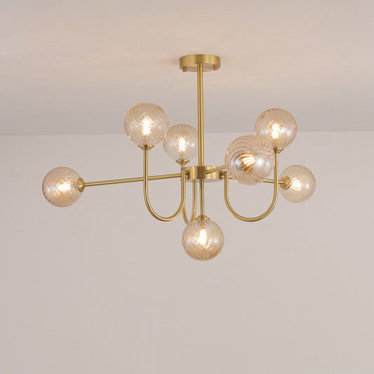 WOMO Glass Globe Brass Arm Chandelier-WM2255