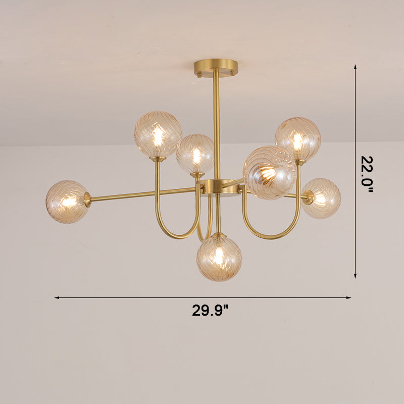 WOMO Glass Globe Brass Arm Chandelier-WM2255