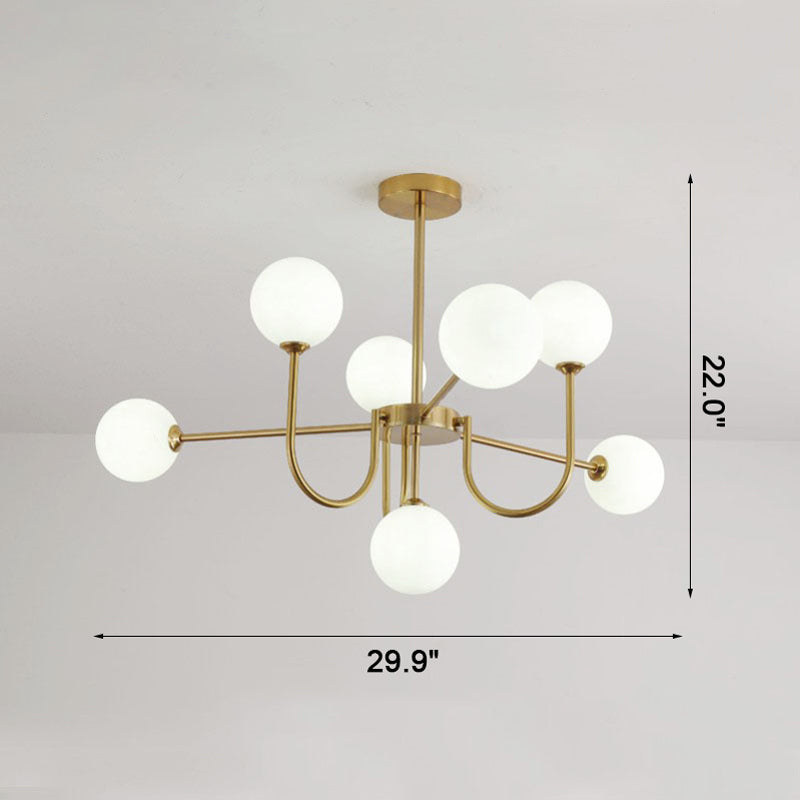 WOMO Glass Globe Brass Arm Chandelier-WM2255