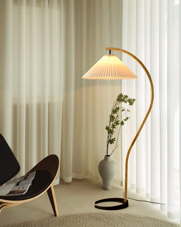 WOMO Pleated Gooseneck Floor Lamp-WM7013