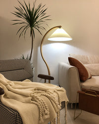 WOMO Pleated Gooseneck Floor Lamp-WM7013