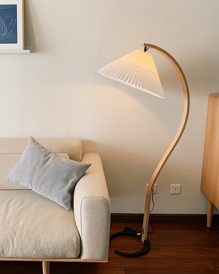 WOMO Pleated Gooseneck Floor Lamp-WM7013