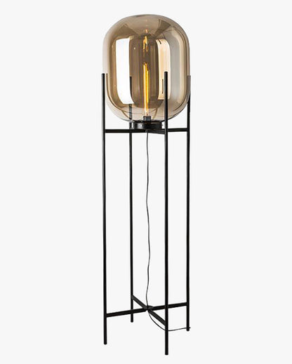 WOMO Smoked Glass Lantern Floor Lamp-WM7015