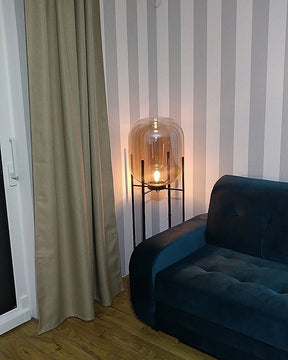 WOMO Smoked Glass Lantern Floor Lamp-WM7015
