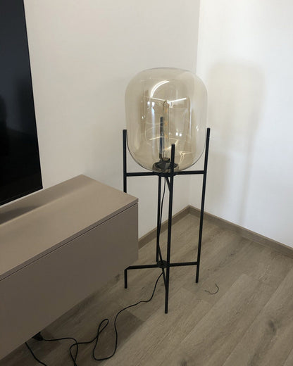 WOMO Smoked Glass Lantern Floor Lamp-WM7015