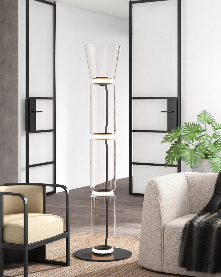 WOMO Glass Column Torchiere Floor Lamp-WM7018