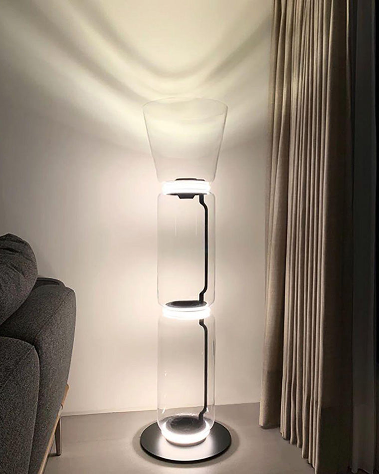 WOMO Glass Column Torchiere Floor Lamp-WM7018