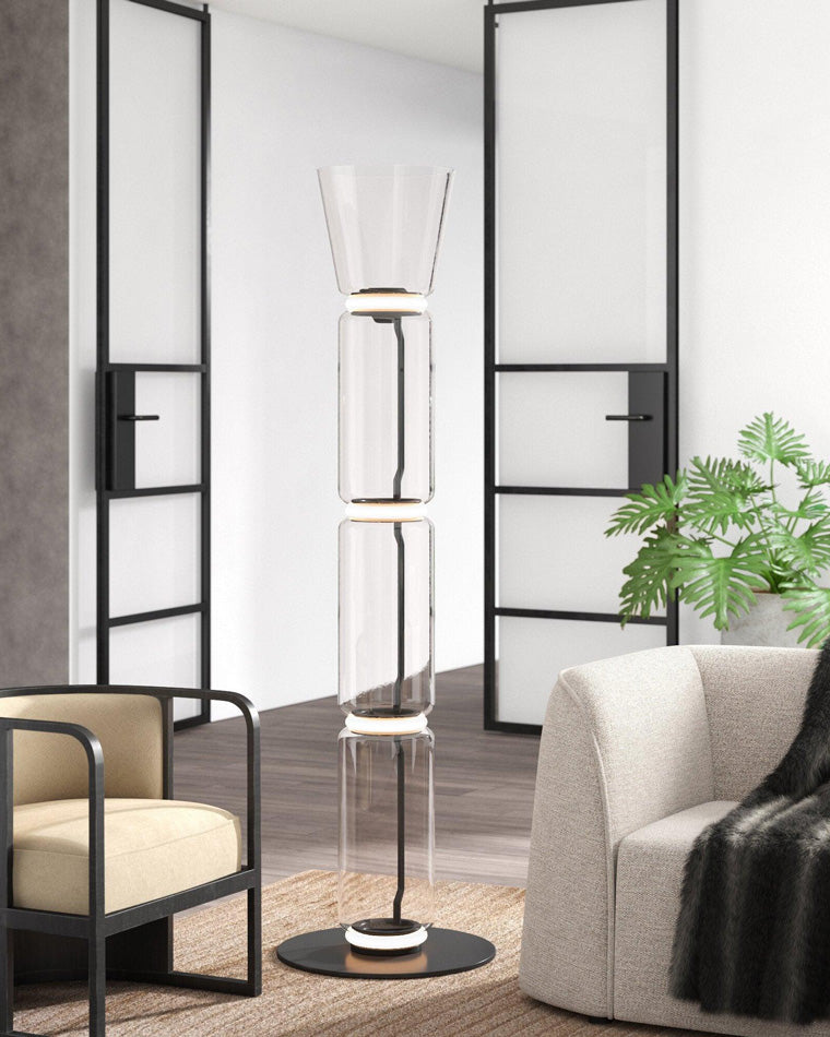 WOMO Glass Column Torchiere Floor Lamp-WM7018