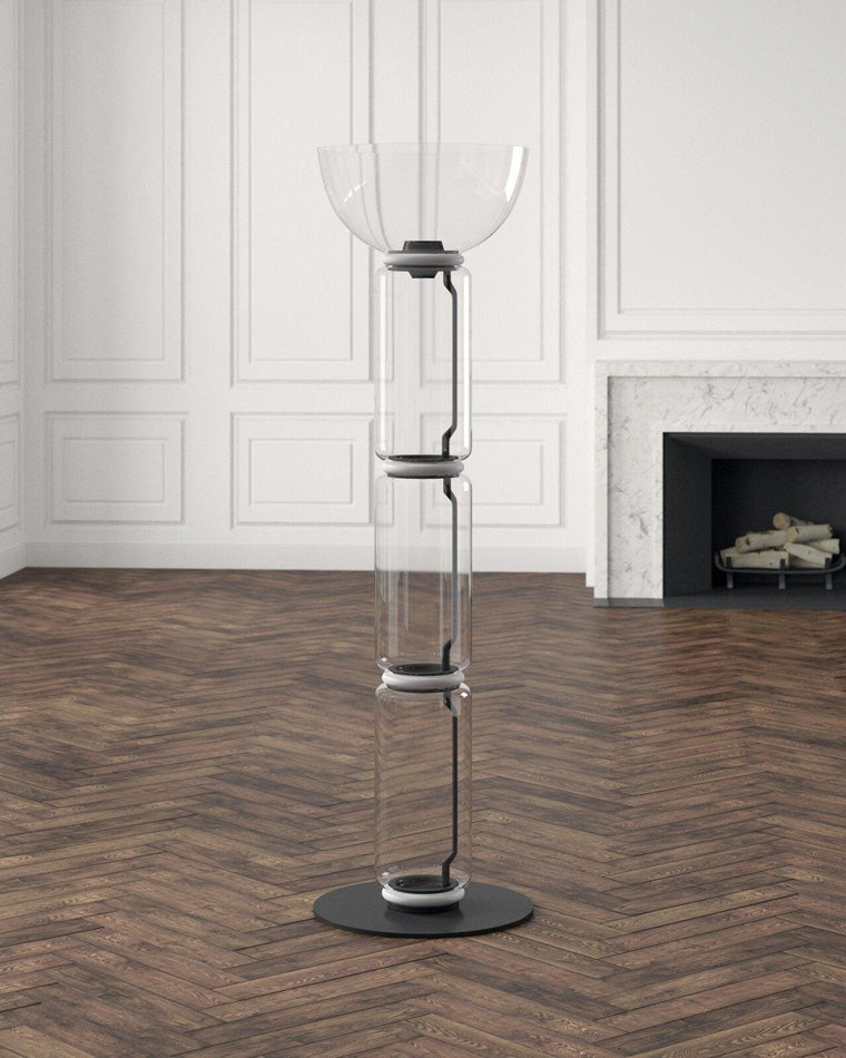 WOMO Glass Column Torchiere Floor Lamp-WM7018